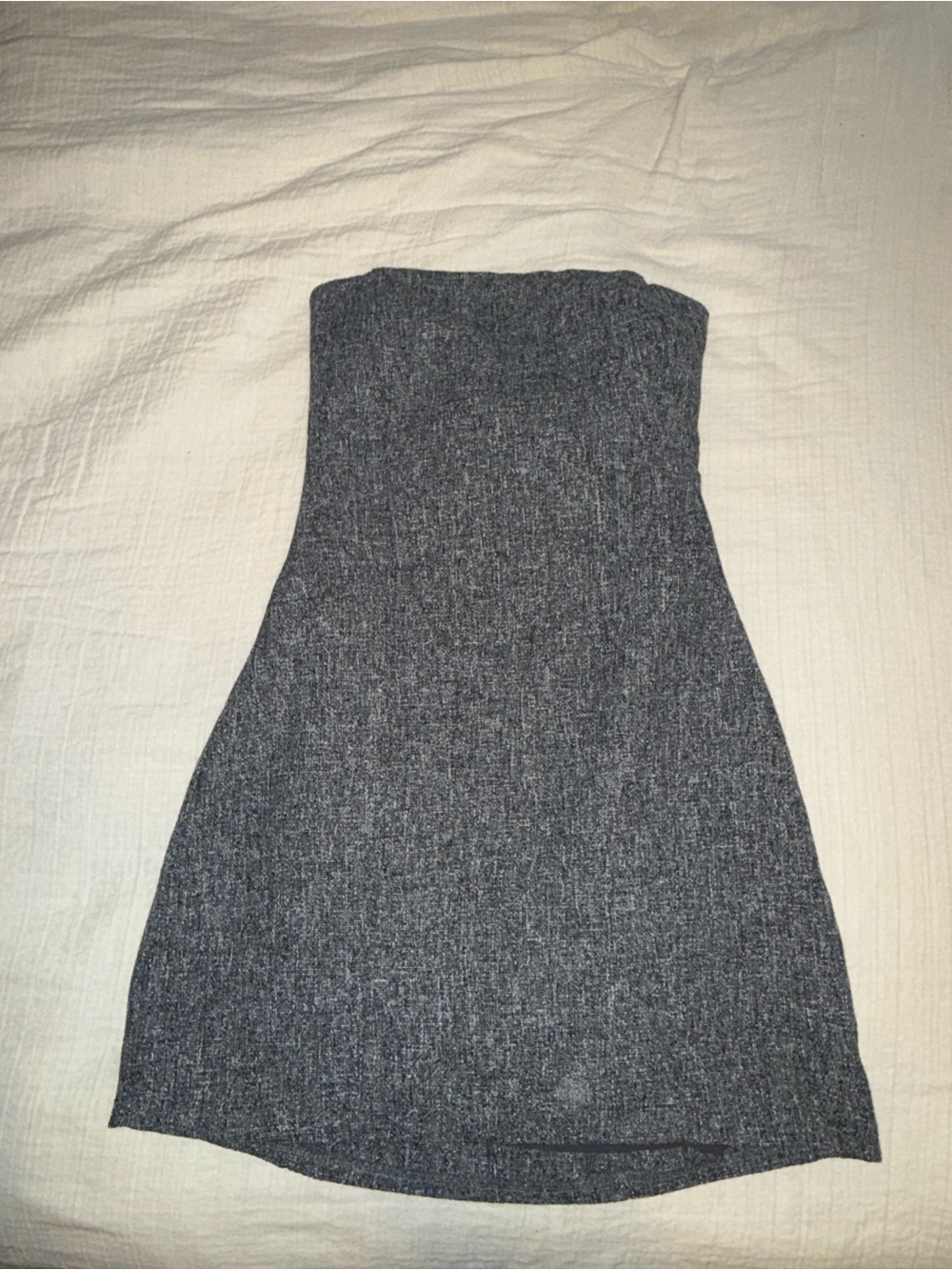 Strapless Ribbed Knit Pleated Dress - Charcoal Gray